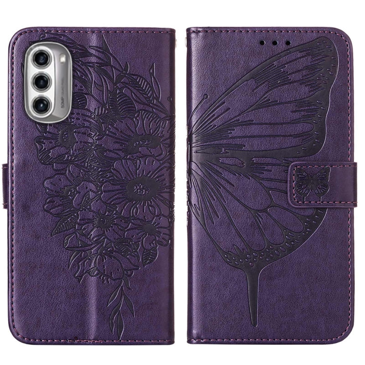 For Motorola Moto G52j 5G Embossed Butterfly Flip Leather Phone Case