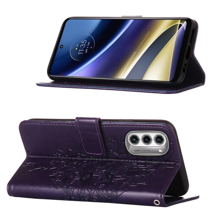 For Motorola Moto G52j 5G Embossed Butterfly Flip Leather Phone Case