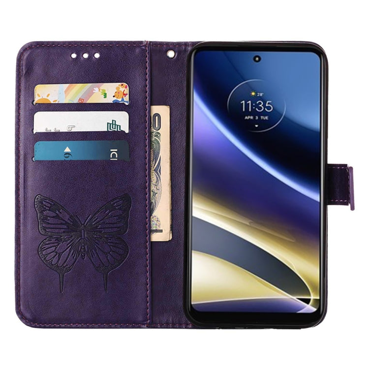 For Motorola Moto G52j 5G Embossed Butterfly Flip Leather Phone Case