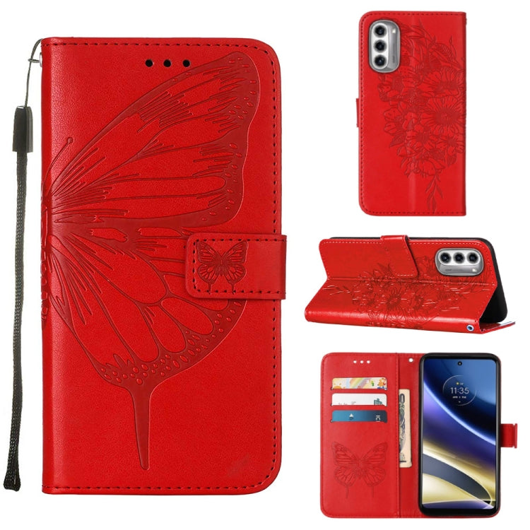 For Motorola Moto G52j 5G Embossed Butterfly Flip Leather Phone Case