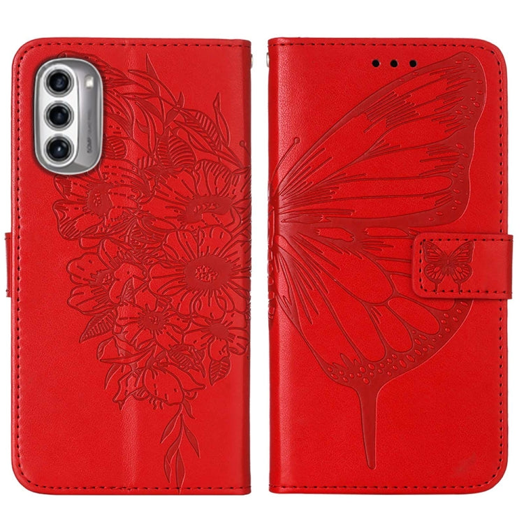 For Motorola Moto G52j 5G Embossed Butterfly Flip Leather Phone Case