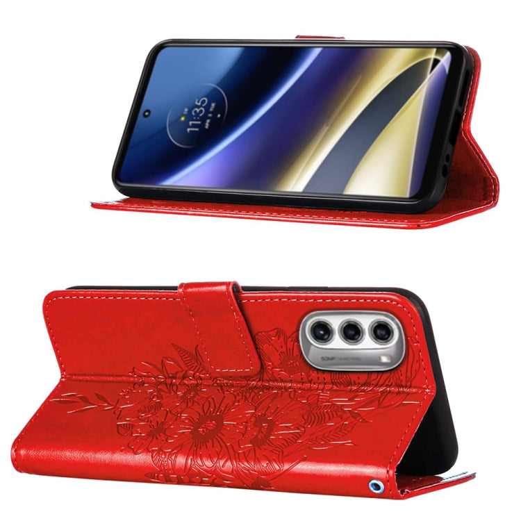 For Motorola Moto G52j 5G Embossed Butterfly Flip Leather Phone Case