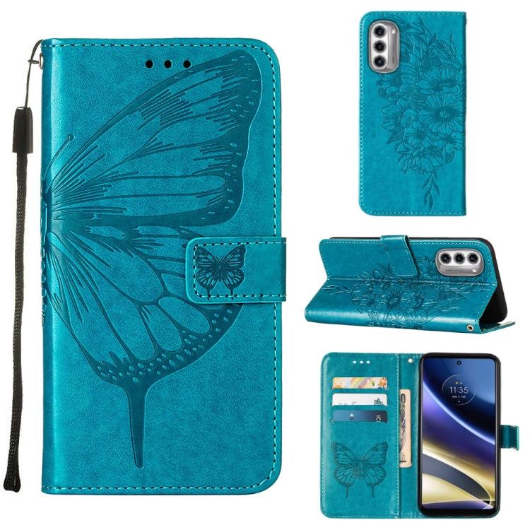 For Motorola Moto G52j 5G Embossed Butterfly Flip Leather Phone Case