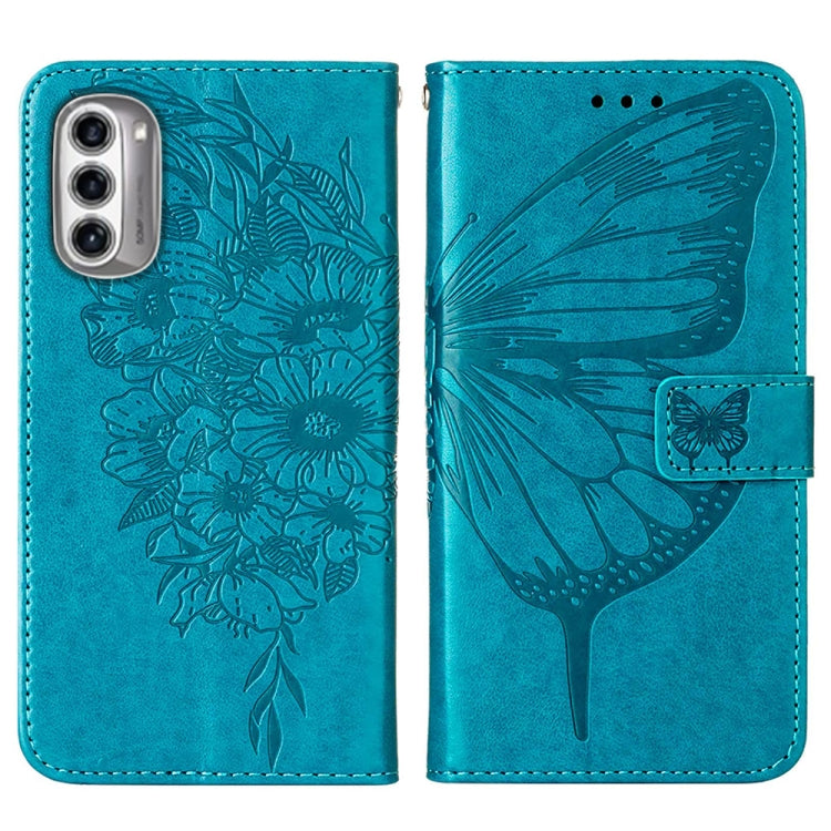 For Motorola Moto G52j 5G Embossed Butterfly Flip Leather Phone Case