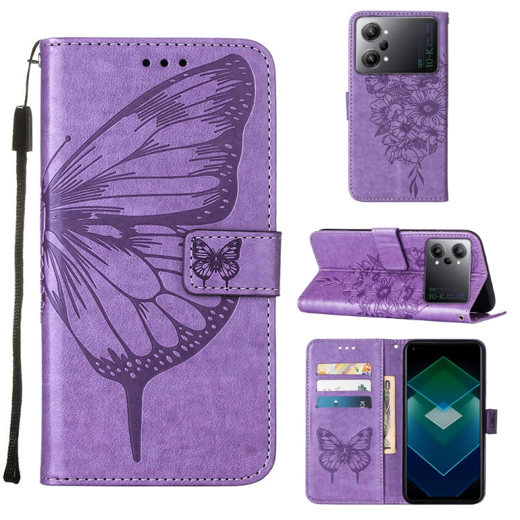 For OPPO K10 Pro 5G Embossed Butterfly Flip Leather Phone Case