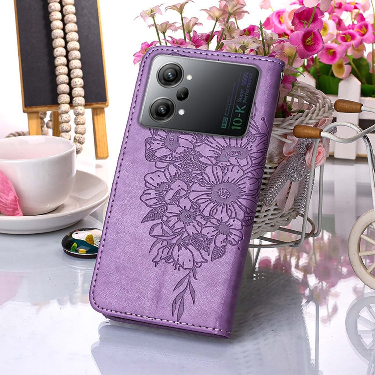 For OPPO K10 Pro 5G Embossed Butterfly Flip Leather Phone Case