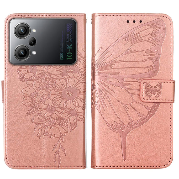 For OPPO K10 Pro 5G Embossed Butterfly Flip Leather Phone Case