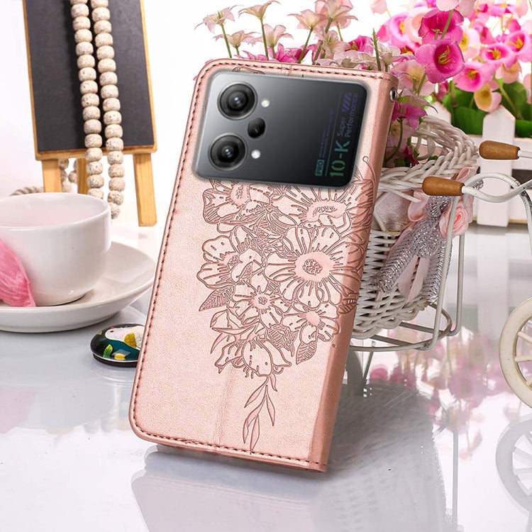 For OPPO K10 Pro 5G Embossed Butterfly Flip Leather Phone Case
