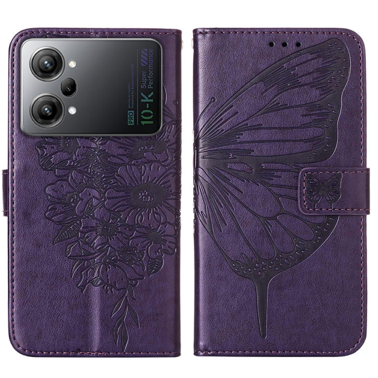 For OPPO K10 Pro 5G Embossed Butterfly Flip Leather Phone Case