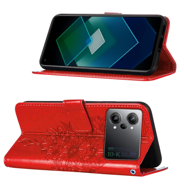 For OPPO K10 Pro 5G Embossed Butterfly Flip Leather Phone Case