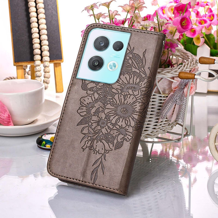 For OPPO Reno8 Pro Embossed Butterfly Flip Leather Phone Case