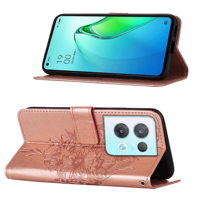 For OPPO Reno8 Pro Embossed Butterfly Flip Leather Phone Case