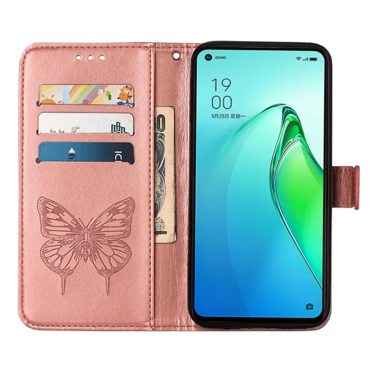 For OPPO Reno8 Pro Embossed Butterfly Flip Leather Phone Case