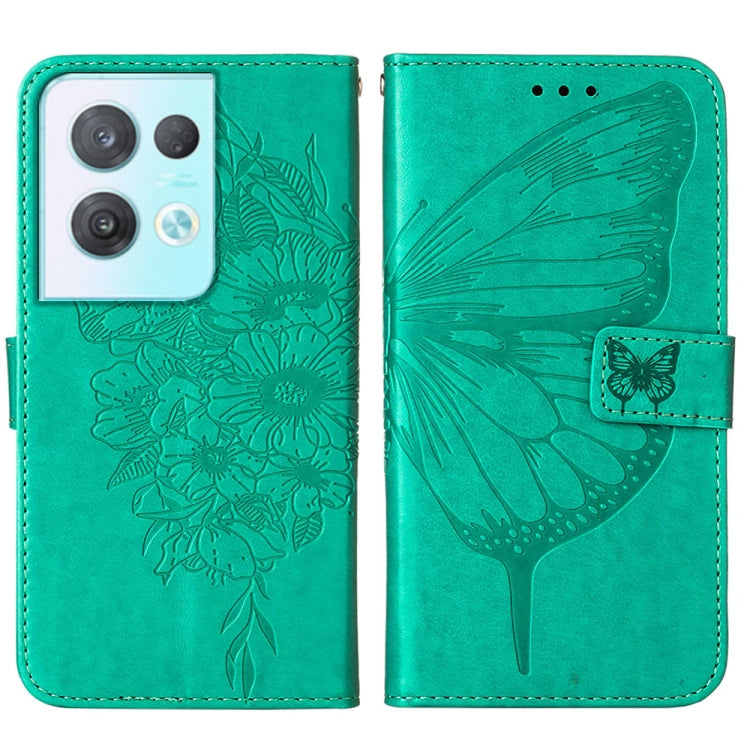For OPPO Reno8 Pro Embossed Butterfly Flip Leather Phone Case