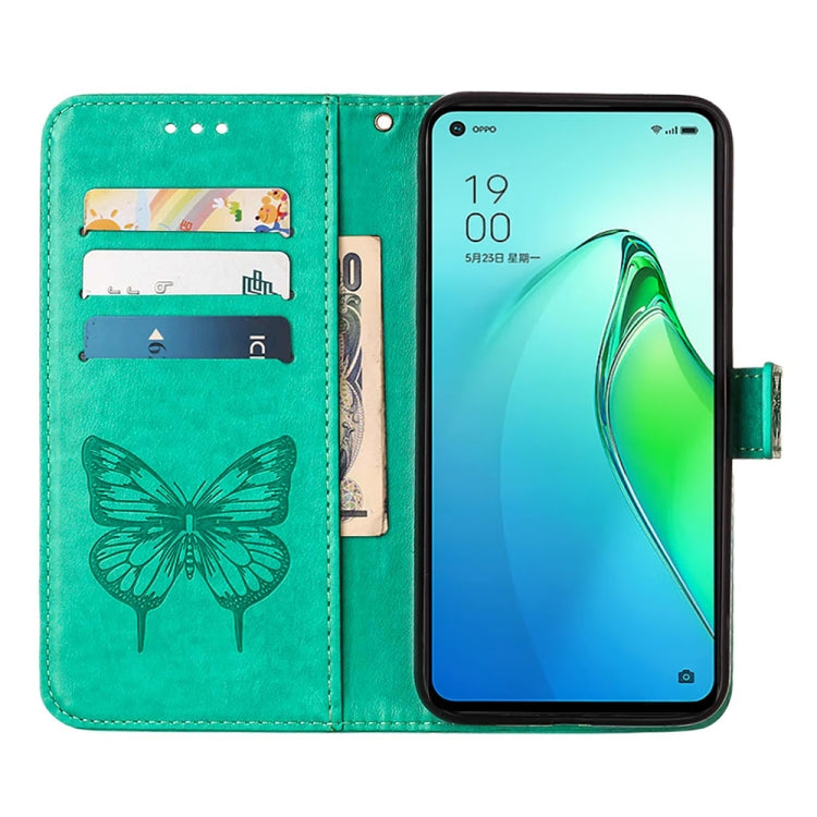 For OPPO Reno8 Pro Embossed Butterfly Flip Leather Phone Case