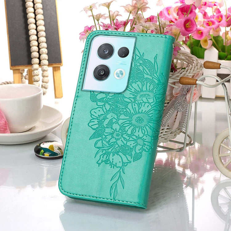 For OPPO Reno8 Pro Embossed Butterfly Flip Leather Phone Case