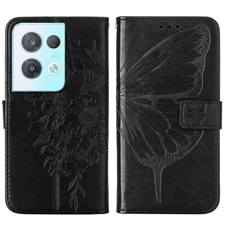 For OPPO Reno8 Pro Embossed Butterfly Flip Leather Phone Case
