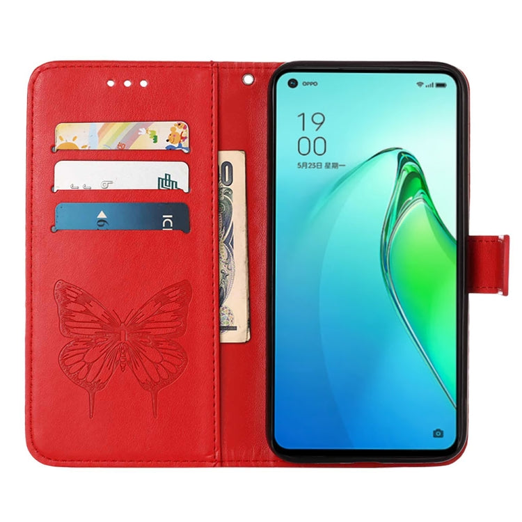 For OPPO Reno8 Pro Embossed Butterfly Flip Leather Phone Case