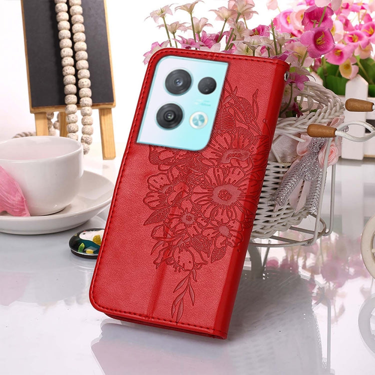 For OPPO Reno8 Pro Embossed Butterfly Flip Leather Phone Case