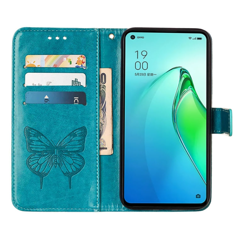 For OPPO Reno8 Pro Embossed Butterfly Flip Leather Phone Case