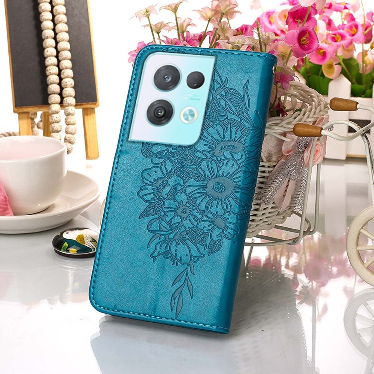 For OPPO Reno8 Pro Embossed Butterfly Flip Leather Phone Case