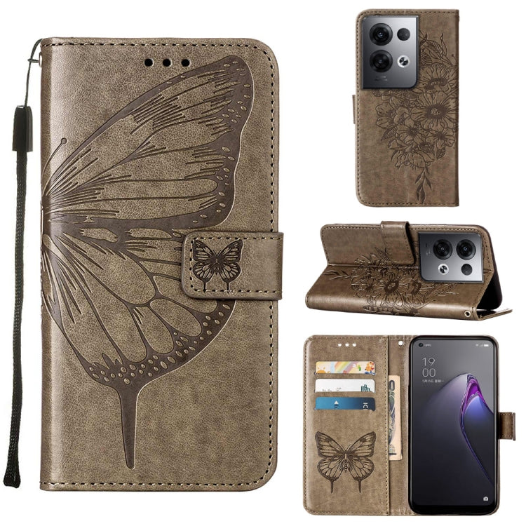 For OPPO Reno8 Pro+ Embossed Butterfly Flip Leather Phone Case
