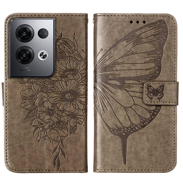 For OPPO Reno8 Pro+ Embossed Butterfly Flip Leather Phone Case