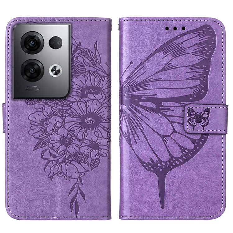 For OPPO Reno8 Pro+ Embossed Butterfly Flip Leather Phone Case