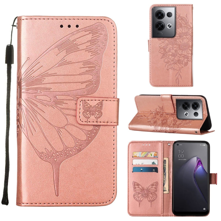 For OPPO Reno8 Pro+ Embossed Butterfly Flip Leather Phone Case