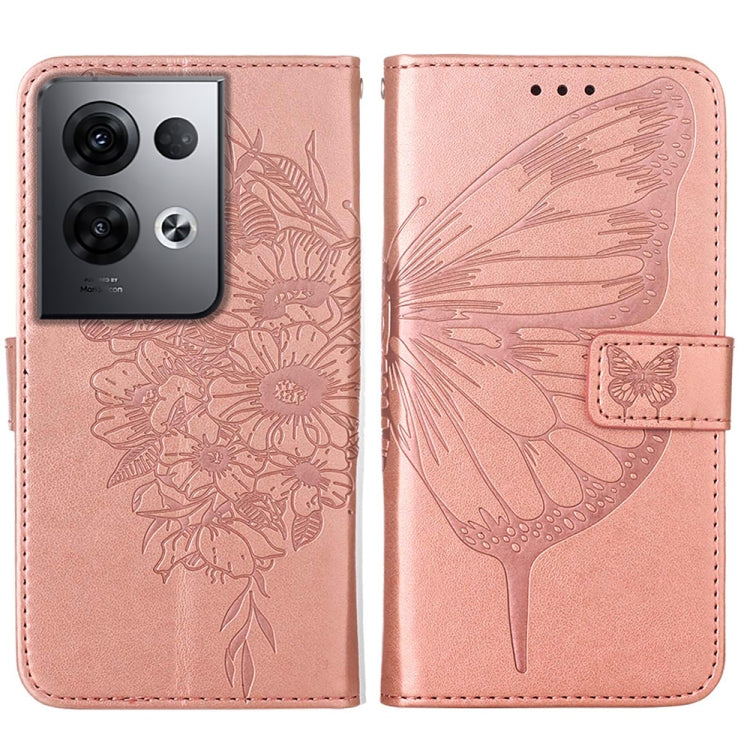 For OPPO Reno8 Pro+ Embossed Butterfly Flip Leather Phone Case