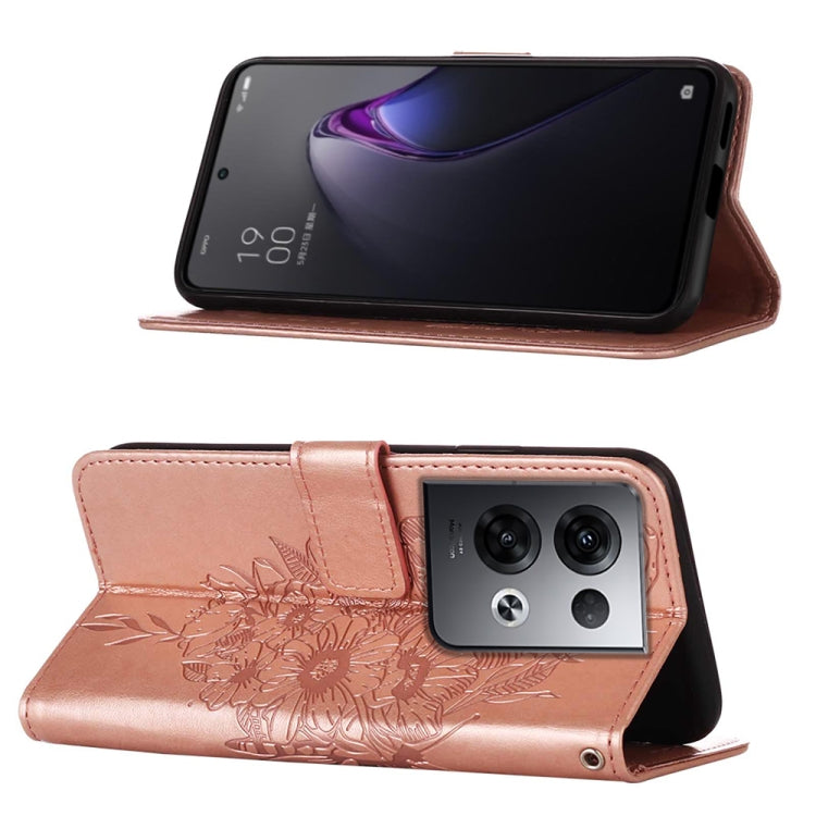 For OPPO Reno8 Pro+ Embossed Butterfly Flip Leather Phone Case