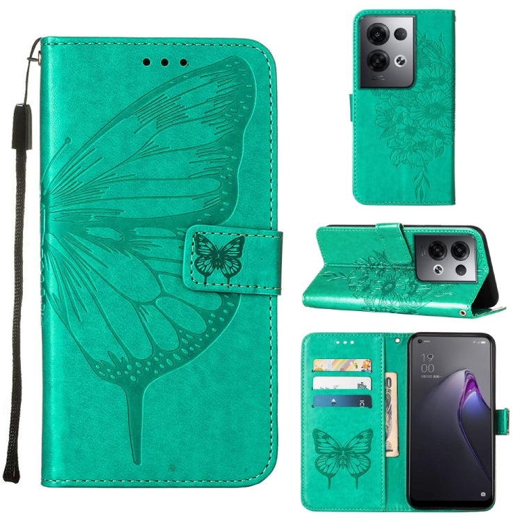 For OPPO Reno8 Pro+ Embossed Butterfly Flip Leather Phone Case
