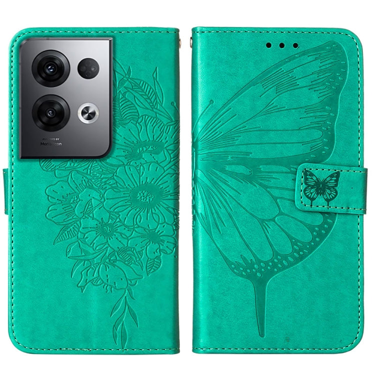 For OPPO Reno8 Pro+ Embossed Butterfly Flip Leather Phone Case