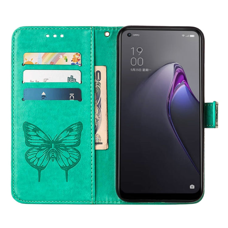 For OPPO Reno8 Pro+ Embossed Butterfly Flip Leather Phone Case