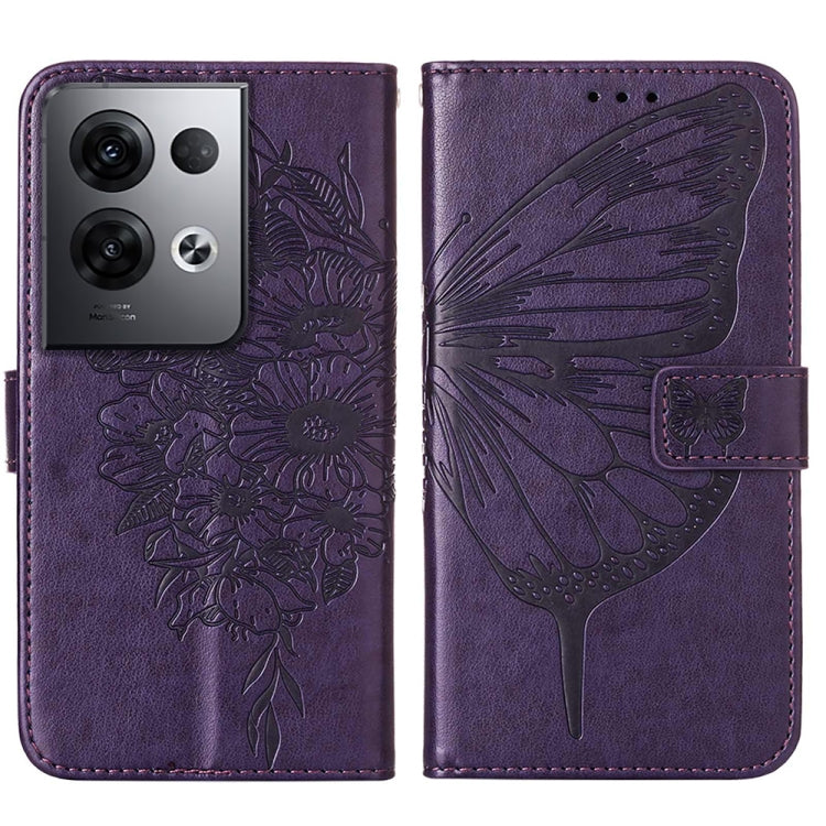For OPPO Reno8 Pro+ Embossed Butterfly Flip Leather Phone Case