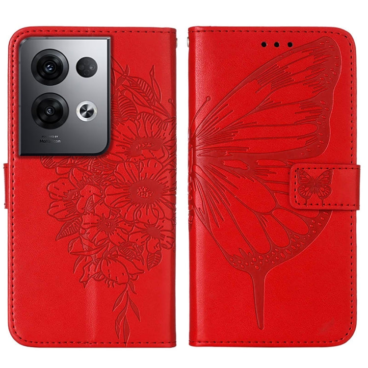 For OPPO Reno8 Pro+ Embossed Butterfly Flip Leather Phone Case