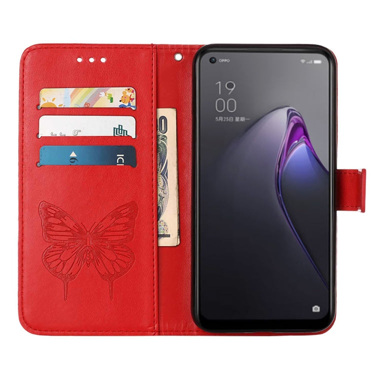 For OPPO Reno8 Pro+ Embossed Butterfly Flip Leather Phone Case