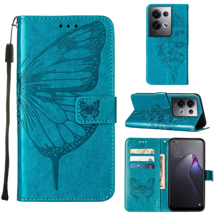 For OPPO Reno8 Pro+ Embossed Butterfly Flip Leather Phone Case