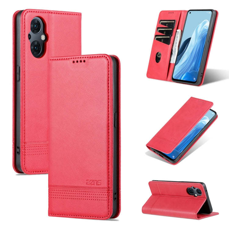 For OPPO Reno8 Lite AZNS Magnetic Calf Texture Flip Leather Phone Case