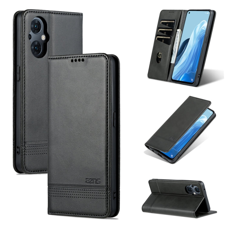 For OPPO Reno8 Lite AZNS Magnetic Calf Texture Flip Leather Phone Case