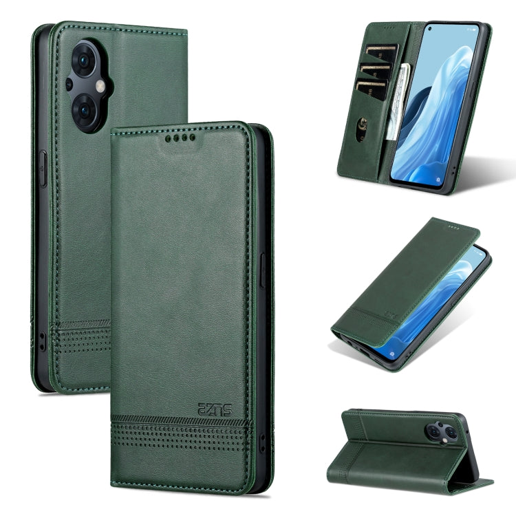 For OPPO Reno8 Lite AZNS Magnetic Calf Texture Flip Leather Phone Case