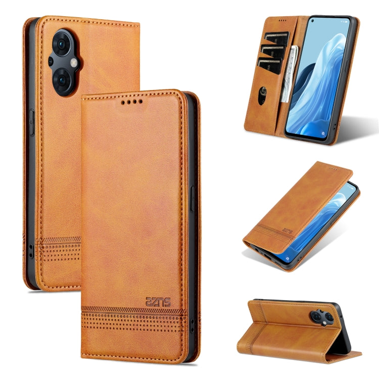For OPPO Reno8 Lite AZNS Magnetic Calf Texture Flip Leather Phone Case