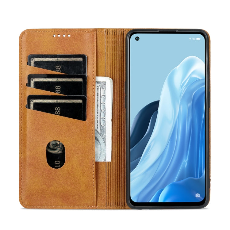 For OPPO Reno8 Lite AZNS Magnetic Calf Texture Flip Leather Phone Case