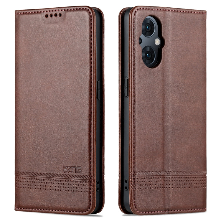 For OPPO Reno8 Lite AZNS Magnetic Calf Texture Flip Leather Phone Case