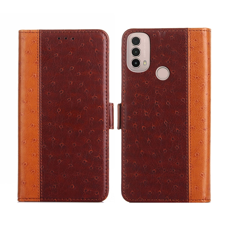 For Motorola Moto E40 Ostrich Texture Flip Leather Phone Case