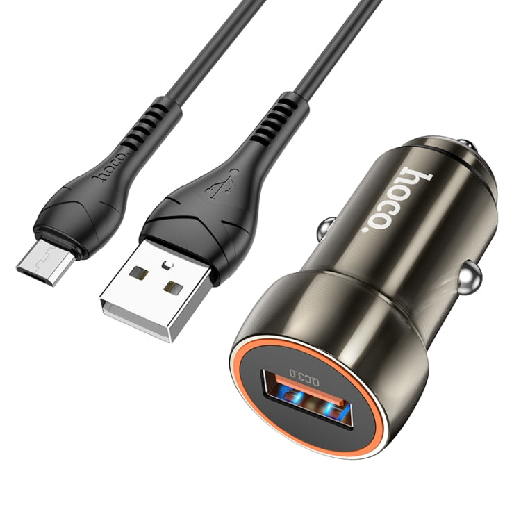 hoco Z46 Blue Shield Single Port QC3.0 Car Charger Set with Micro USB Cable