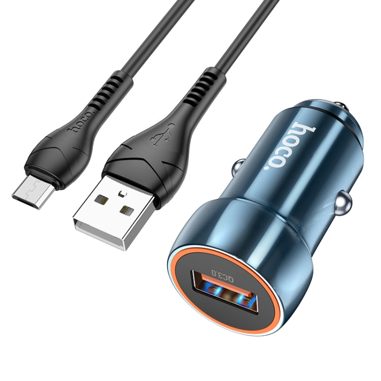 hoco Z46 Blue Shield Single Port QC3.0 Car Charger Set with Micro USB Cable