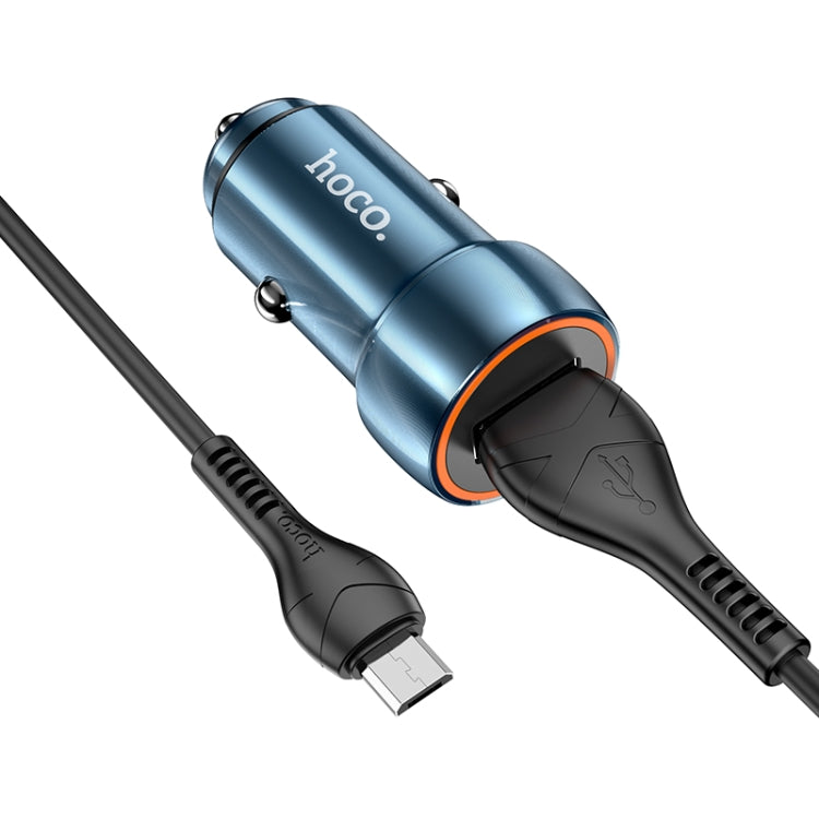 hoco Z46 Blue Shield Single Port QC3.0 Car Charger Set with Micro USB Cable