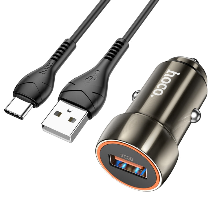 hoco Z46 Blue Shield Single Port QC3.0 Car Charger Set with Type-C Cable