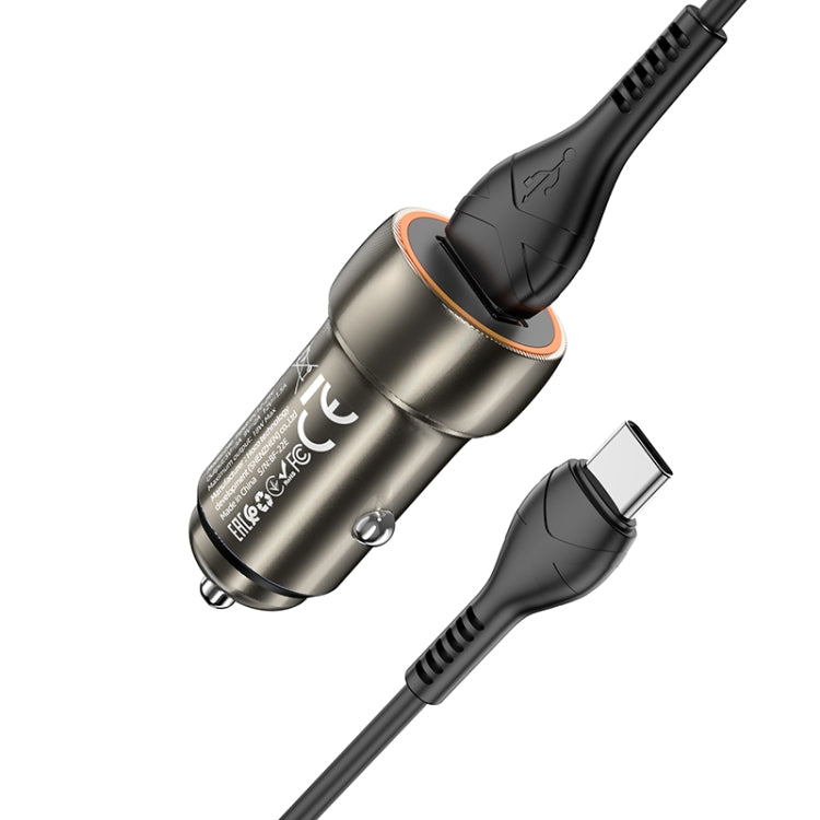 hoco Z46 Blue Shield Single Port QC3.0 Car Charger Set with Type-C Cable